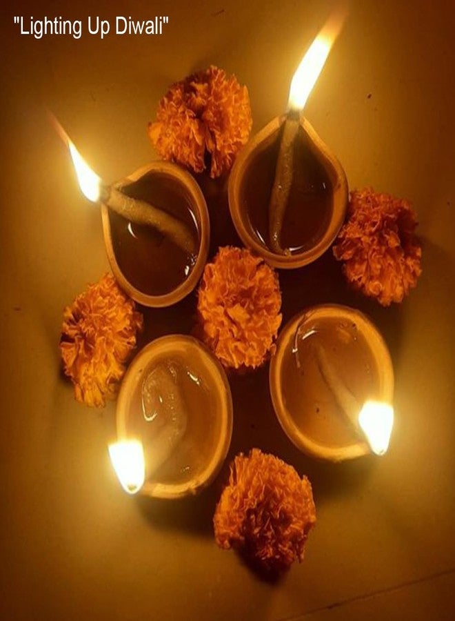 Hashcart Diwali Diyas Clay Diya Diyas for Pooja with Cotton Wicks [14 Pcs] - Indian Puja Oil Lamp Diwali Pooja - Diwali Decoration for Home - Indian Housewarming Return Gift Items Hashcart® - Image 5