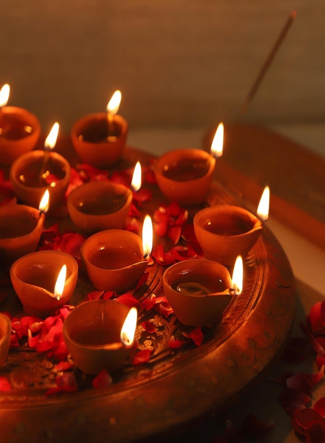 Hashcart Diwali Diyas Clay Diya Diyas for Pooja with Cotton Wicks [14 Pcs] - Indian Puja Oil Lamp Diwali Pooja - Diwali Decoration for Home - Indian Housewarming Return Gift Items Hashcart® - Image 2