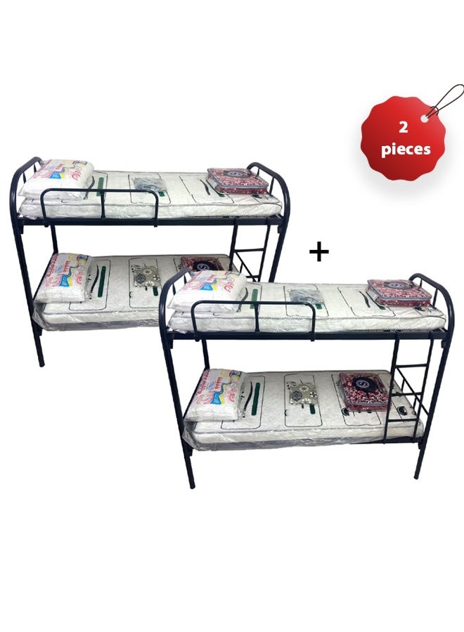 عدد 2 بكج سرير حديد دورين مقاس 190*90 سم مع 2 مرتبة نفر 190*90*10 سم مع 2 غطاء مرتبة 190*90 سم مع 2 مخدة مقاس 65*35 و2 بطانية 2 كيلو - Image 1