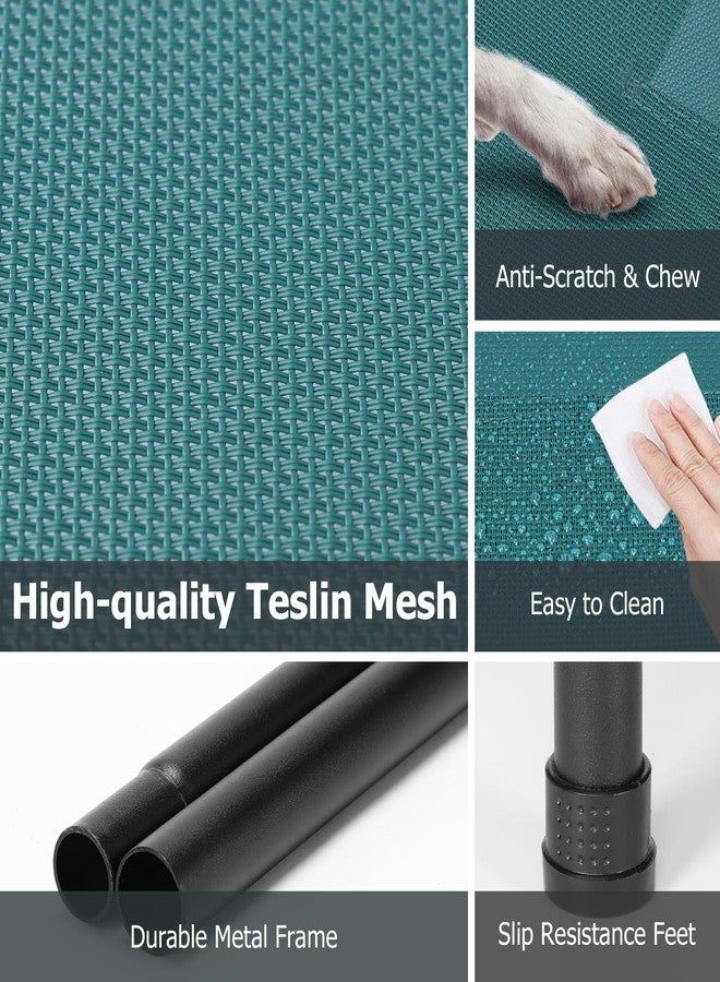 PVY Elevated Dog Bed for Outdoor, Extra Large Raised Dog Cot with Washable Mesh, Cooling Pet Cot Chew Proof for Outside Camping, 47 inch Green - Image 3