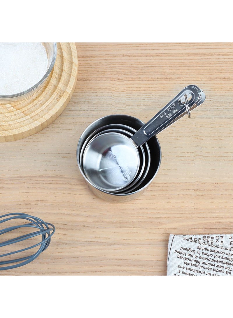 DANUBE HOME Chef's Delight 4-Piece Stainless Steel Measuring Cup Set – Durable, Rust-Resistant Kitchen Measuring Cups for Precise Baking & Cooking, Easy to Clean, Space-Saving Design 60,80,120,235ml  - Image 2
