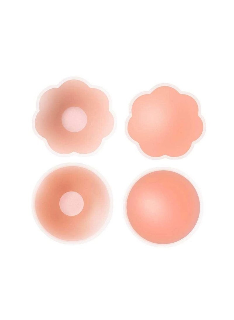 4 Pcs Silicone Reusable Women Petals Lift Invisible Adhesive Pasties Bra Padding Chest Stickers Pads - Image 1