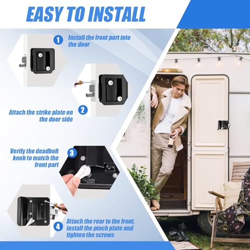 Beaiguna RV Entry Door Lock Replacement - Upgrade Door Latch Handle With Paddle Deadbolt for Outside, Camper Trailer Lock for Cargo Horse, Premium Zinc Alloy Locks for Travel Trailers - Image 4
