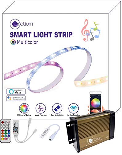 protium WiFi RGB+WW (Multicolor with Warm White) Light Strip, Music/Mobile app/Voice Controlled by Alexa and Google Home, 60L/m (15 Meter Kit) PRMS060P31 - Image 1