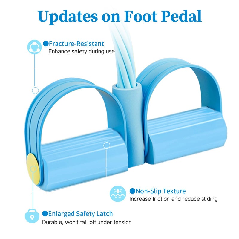 Spechance Pedal Resistance Bands with Handles, Upgrade 6-Tubes Manual Tension Training Pedal, Natural Rubber Foot Pedal Resistance Bands, Multifunction Fitness Bands for Abdomen, Waist, Arm, Leg (Blue) - Image 4