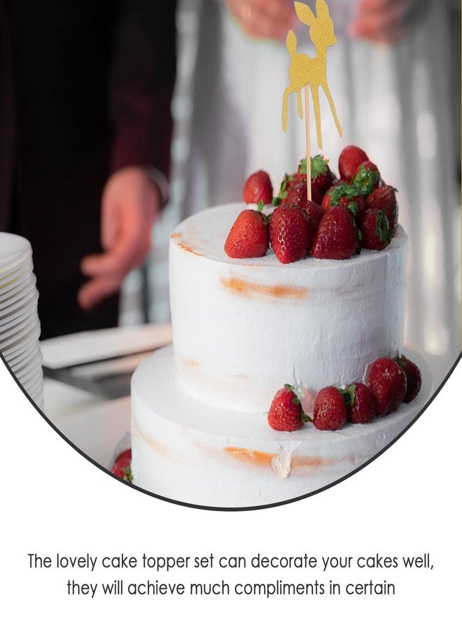 أموسفون 24 قطعة من زينة الكيك على شكل غزال ذهبي لامع، زينة الكب كيك، زينة الكب كيك، زينة ورقية للكب كيك، لوازم الحفلات - Image 5