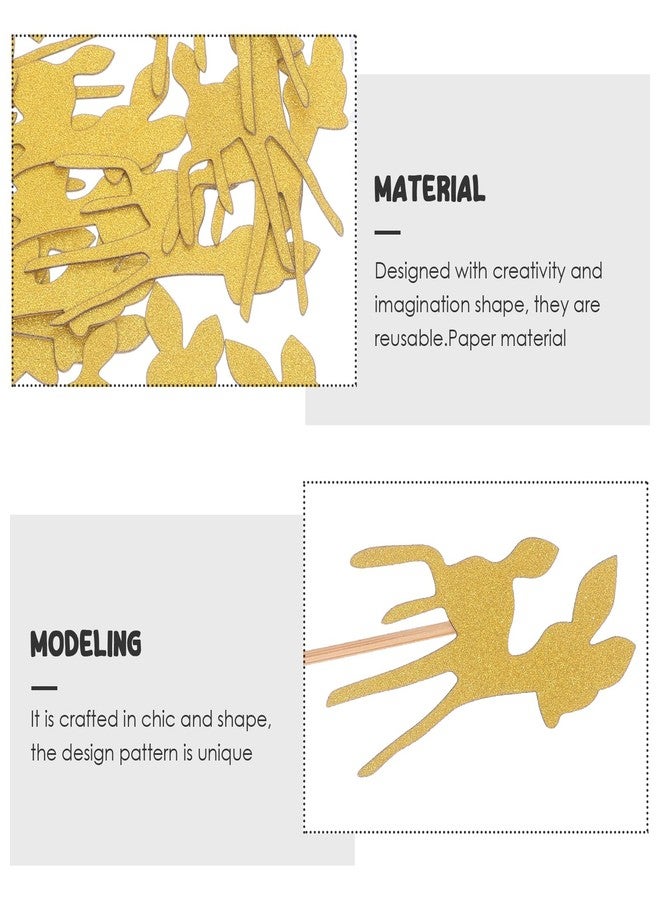 أموسفون 24 قطعة من زينة الكيك على شكل غزال ذهبي لامع، زينة الكب كيك، زينة الكب كيك، زينة ورقية للكب كيك، لوازم الحفلات - Image 4