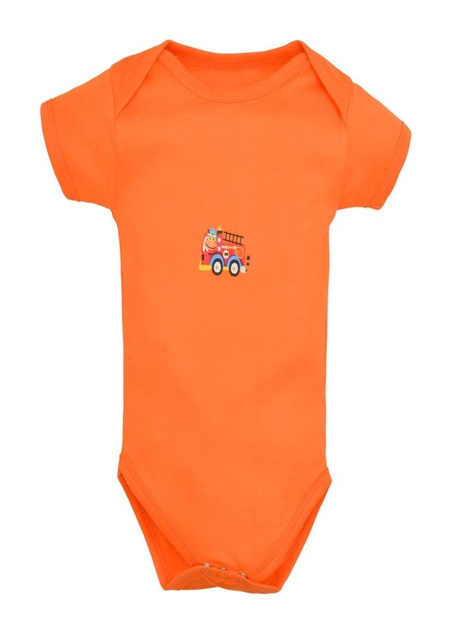 Magic Town® 100% Cotton Unisex Half Sleeve Baby Bodysuit for Kids and Infants Set of 3 (Orange) (0-3 Months) - Image 4