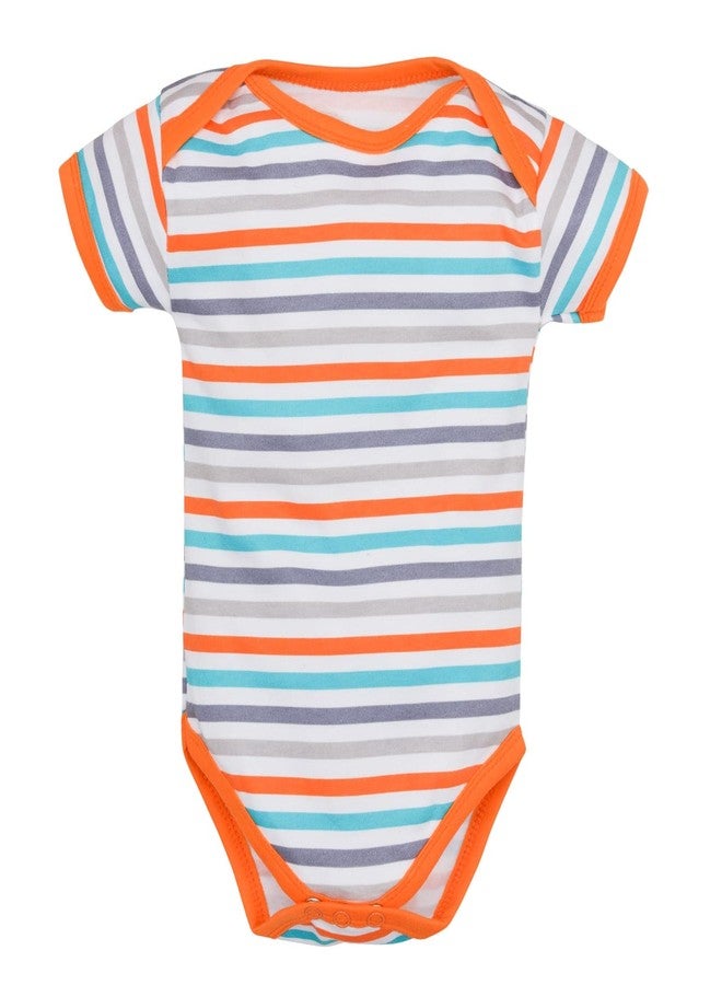 Magic Town® 100% Cotton Unisex Half Sleeve Baby Bodysuit for Kids and Infants Set of 3 (Orange) (0-3 Months) - Image 3