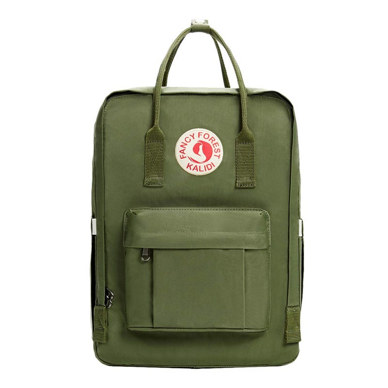 KALIDI Casual Laptop Backpack 15 Inches Classic Camping Rucksack Travel Outdoor Square Daypack College Hiking Gym Bag, Army Green - Image 1