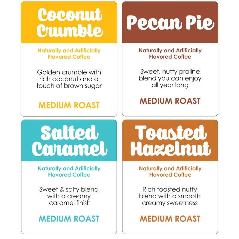 Donut Café - Gourmet Coffee Medium Roast Flavored Variety Pack - Pecan Pie, Coconut Crumble, Salted Caramel, Toasted Hazelnut - Single Serve Coffee Pods for Keurig K Cup Brewers - 80 Count - Image 3