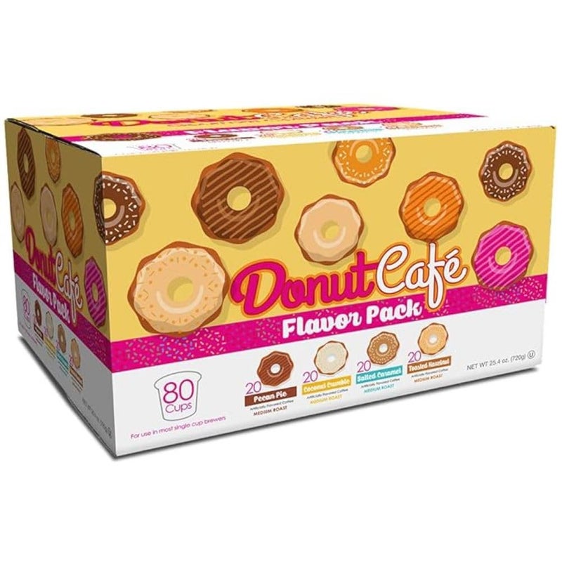 Donut Café - Gourmet Coffee Medium Roast Flavored Variety Pack - Pecan Pie, Coconut Crumble, Salted Caramel, Toasted Hazelnut - Single Serve Coffee Pods for Keurig K Cup Brewers - 80 Count - Image 2
