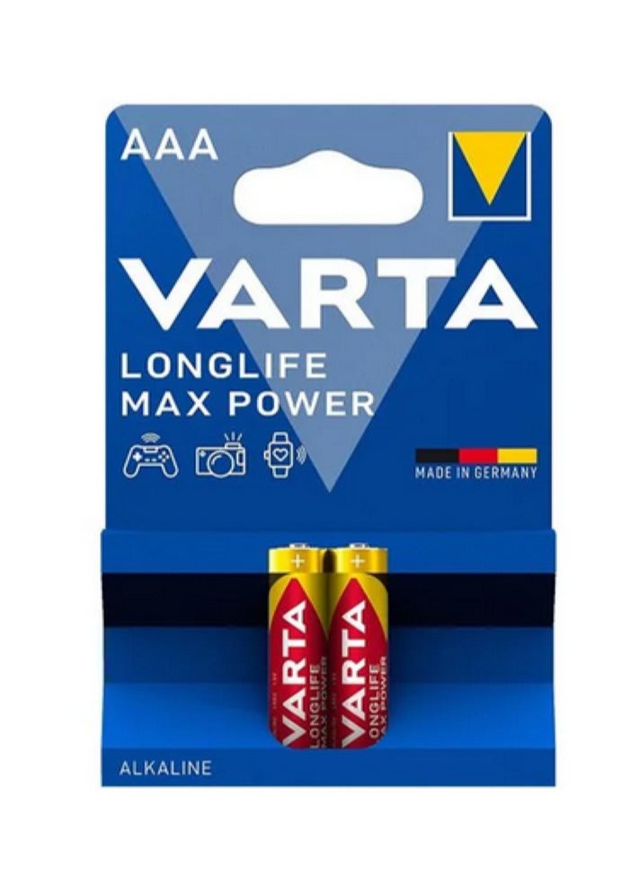 VARTA Longlife Max Power AAA 1.5v Mignon LR6 Alkaline (2-pack) Made in Germany  - Image 1