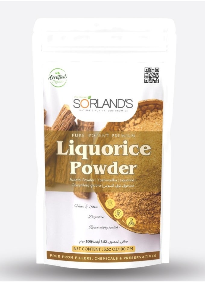 Sorland's Pure Liquorice (Mulethi) Powder -100 Gram Supports Digestion, Respiratory Health, Hair And Skin  - Image 1