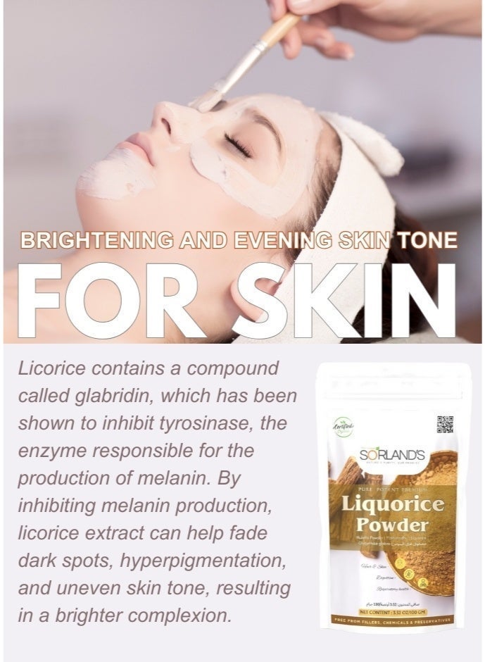 Sorland's Pure Organic Liquorice Root Powder (Mulethi / Yashtimadhu) – 100g | Supports Digestion, Respiratory Health, Hair & Skin Care | 100% Natural | Non-GMO | Additive-Free - Image 4