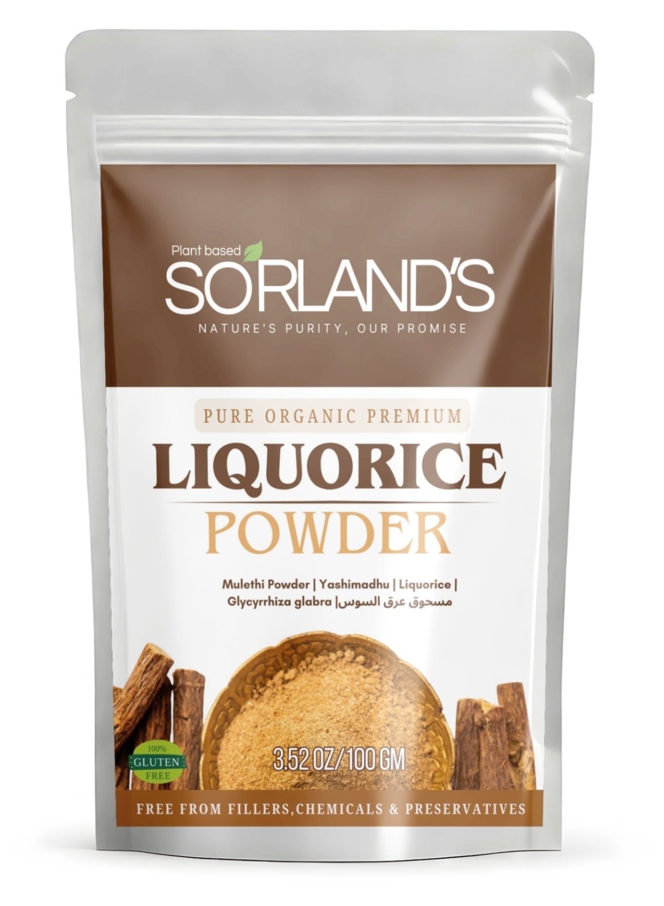 Pure Organic Liquorice Root Powder (Mulethi / Yashtimadhu) – 100g | Supports Digestion, Respiratory Health, Hair & Skin Care | 100% Natural | Non-GMO | Additive-Free
