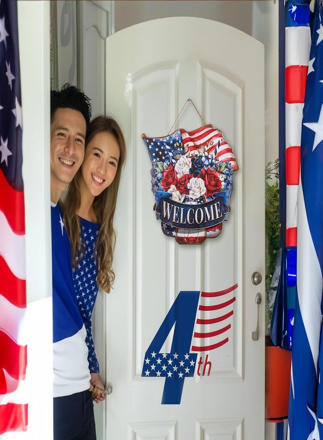 Walasis 4th of July Decorations for Door: Patriotic Wreath Outdoor 14" Red White and Blue Decor Metal Fourth July Memorial Day Sign 250 Anniversary USA Large Wall Hanging Independence Vintage for Outside Indoor - Image 3