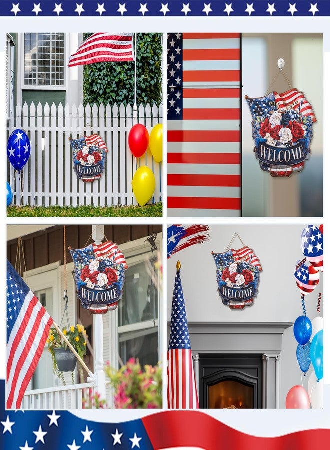Walasis 4th of July Decorations for Door: Patriotic Wreath Outdoor 14" Red White and Blue Decor Metal Fourth July Memorial Day Sign 250 Anniversary USA Large Wall Hanging Independence Vintage for Outside Indoor - Image 5