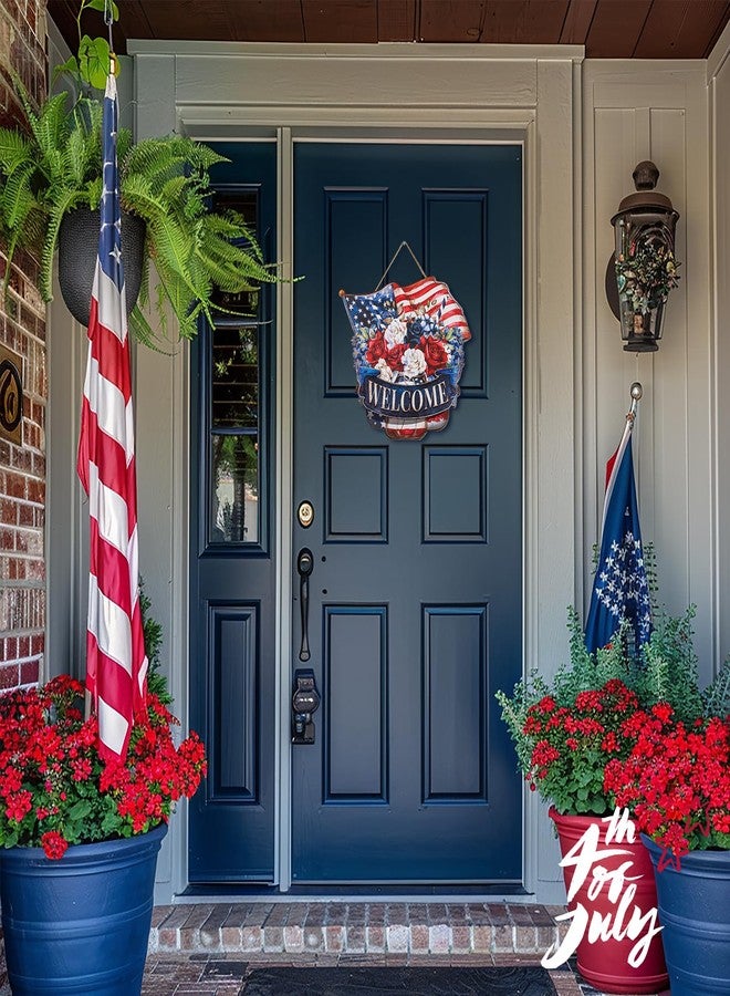 Walasis 4th of July Decorations for Door: Patriotic Wreath Outdoor 14" Red White and Blue Decor Metal Fourth July Memorial Day Sign 250 Anniversary USA Large Wall Hanging Independence Vintage for Outside Indoor - Image 4