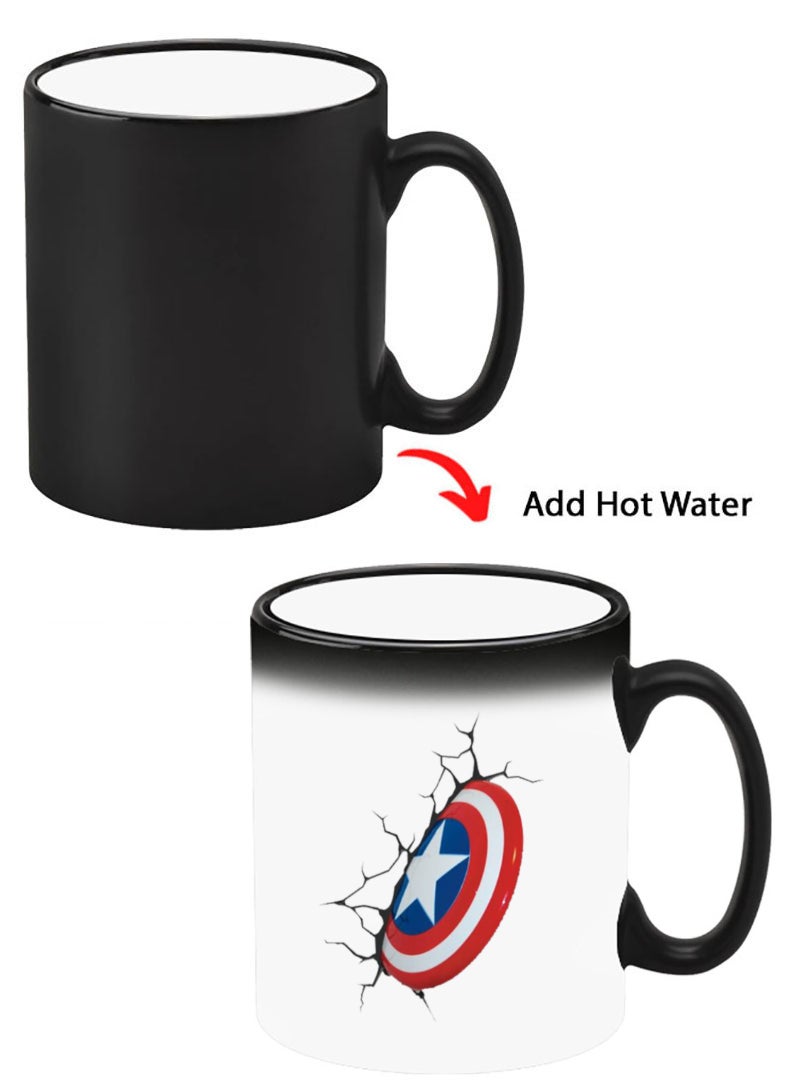 Theodor Color Changing Heat Sensitive Ceramic Mug, Image Revealed When HOT Liquid is Added! Captain America Shield - Image 1