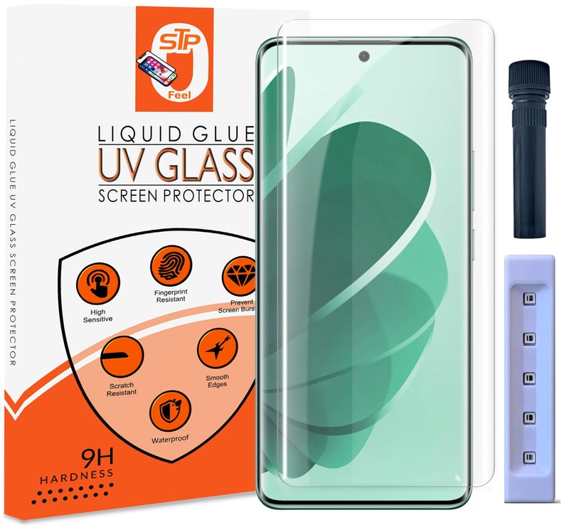 STP FEEL® UV Advanced Tempered Glass Screen Protector Guard Compatible For Redmi Note 14 Pro 5G / Note 14 Pro Plus 5G (6.67 Inch, Pack of 1) Full UV Curved Case Friendly HD Clarity - Image 1
