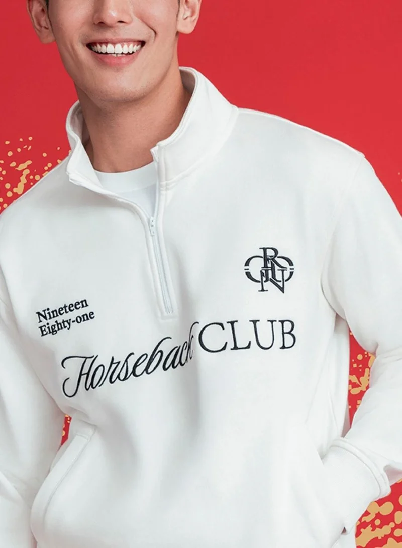 جيوردانو Men’s Relaxed French Terry Half‑Neck Printed Sweatshirt