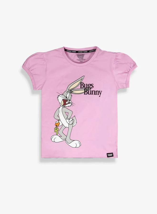 Looney Tunes Graphic Print Round Neck Fashion T-shirt