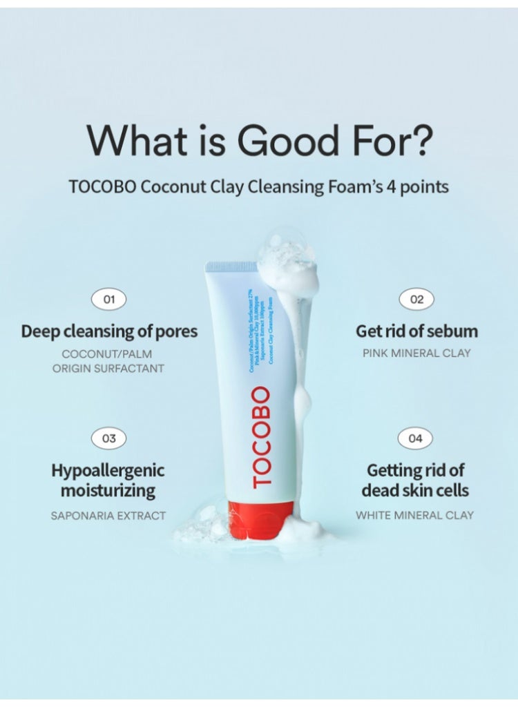 TOCOBO Coconut Clay Cleansing Foam for Deep Pore Purifying & Excess Sebum Control - Image 5