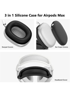 Aookay Silicone Case Cover for AirPods Max 2/1 Headphones, Ear Pad Case/Ear Cups Cover/Headband Cover for AirPods Max, Accessories Soft Silicone Skin Protector (Black)  - Image 3