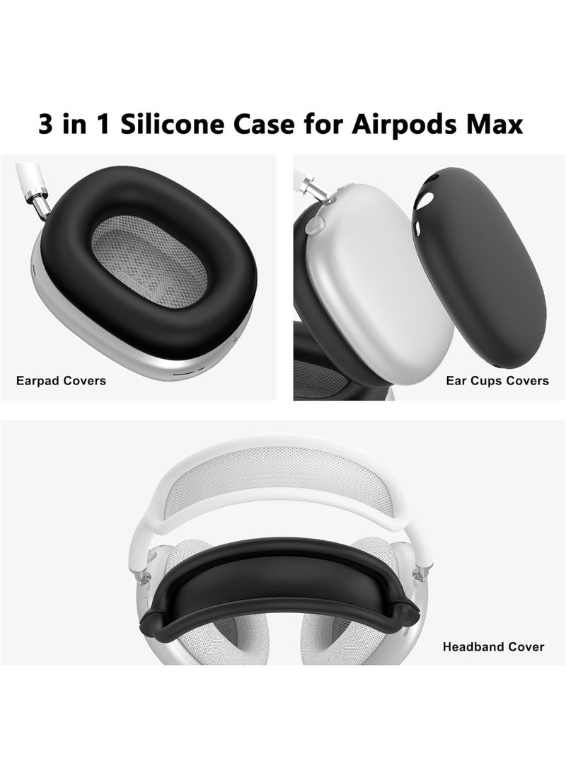 Aookay - Silicone Case Cover for AirPods Max 2/1 Headphones, Ear Pad Case/Ear Cups Cover/Headband Cover for AirPods Max, Accessories Soft Silicone Skin Protector (Black) - Image 1