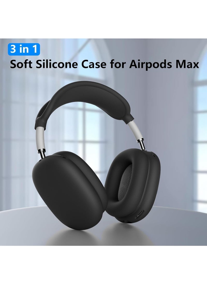 Aookay - Silicone Case Cover for AirPods Max 2/1 Headphones, Ear Pad Case/Ear Cups Cover/Headband Cover for AirPods Max, Accessories Soft Silicone Skin Protector (Black) - Image 1