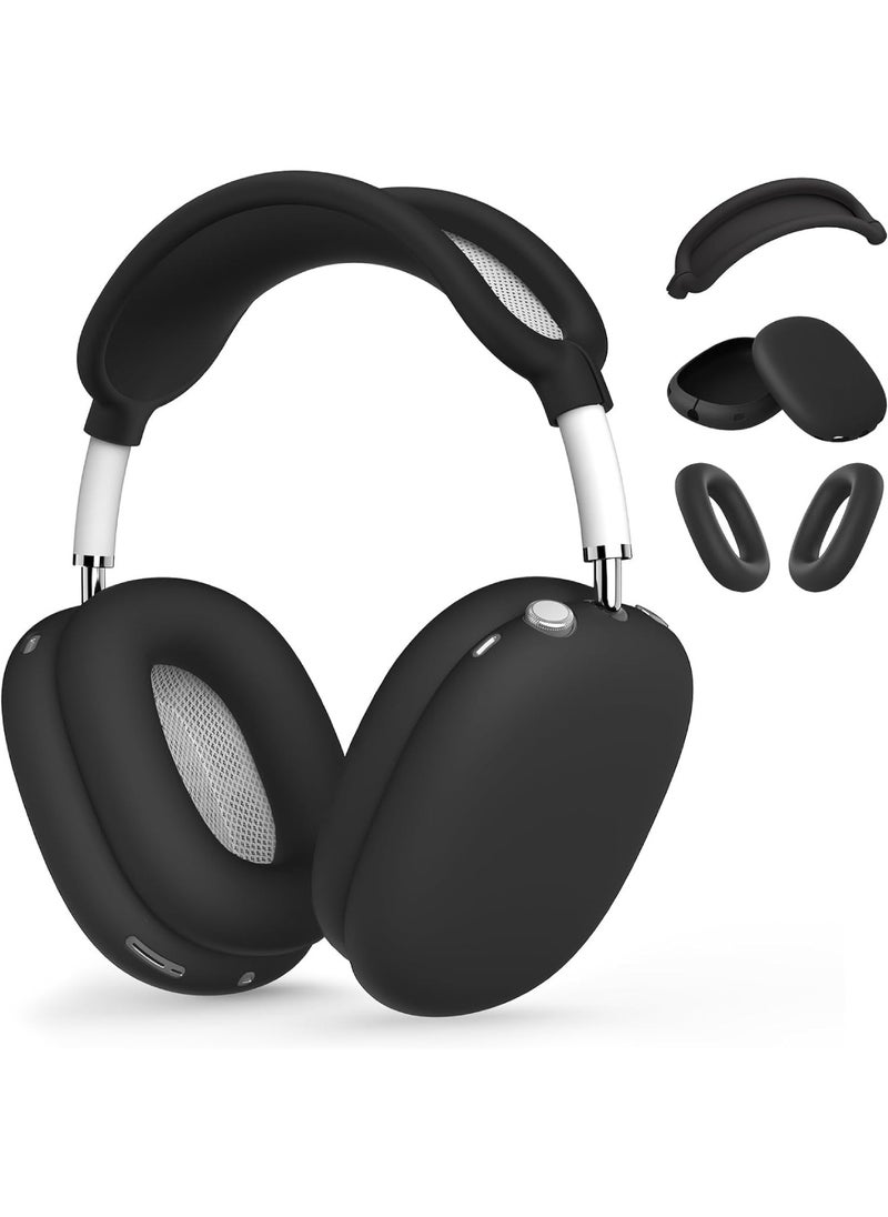 Aookay - Silicone Case Cover for AirPods Max 2/1 Headphones, Ear Pad Case/Ear Cups Cover/Headband Cover for AirPods Max, Accessories Soft Silicone Skin Protector (Black) - Image 1