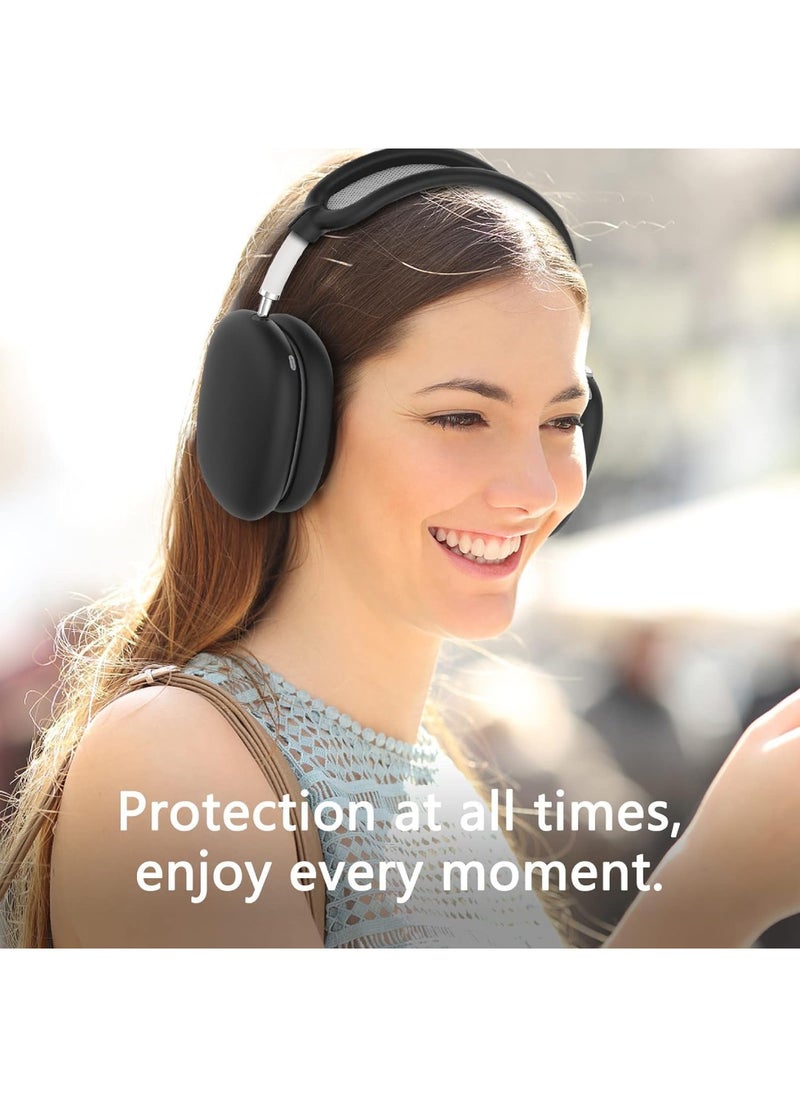 Aookay - Silicone Case Cover for AirPods Max 2/1 Headphones, Ear Pad Case/Ear Cups Cover/Headband Cover for AirPods Max, Accessories Soft Silicone Skin Protector (Black) - Image 1