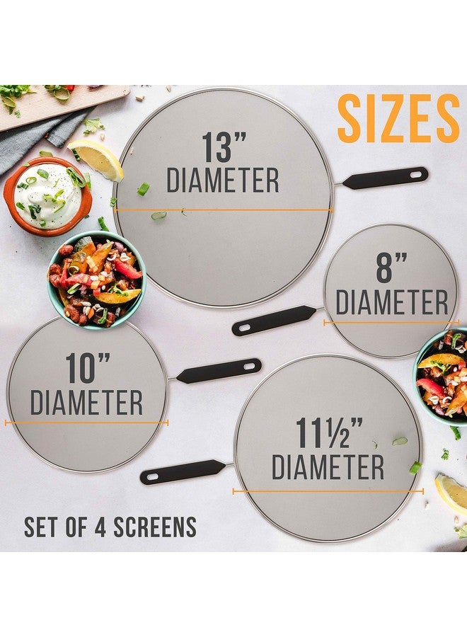 U.S. Kitchen Supply U.S. Kitchen Supply 4-Piece Stainless Steel Splatter Guard Set (13", 11.5", 10",8”) Fine Mesh Cover, Grease & Oil, Splatter Screen for Frying Pan, Cooking Pots, with Comfort Grip Handles  - Image 2