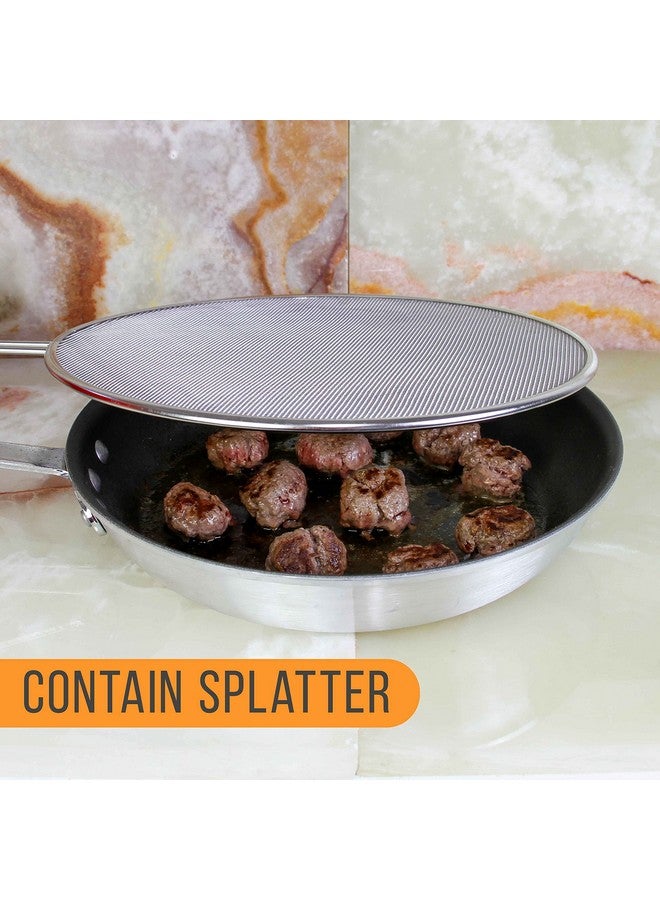 U.S. Kitchen Supply U.S. Kitchen Supply 4-Piece Stainless Steel Splatter Guard Set (13", 11.5", 10",8”) Fine Mesh Cover, Grease & Oil, Splatter Screen for Frying Pan, Cooking Pots, with Comfort Grip Handles  - Image 4