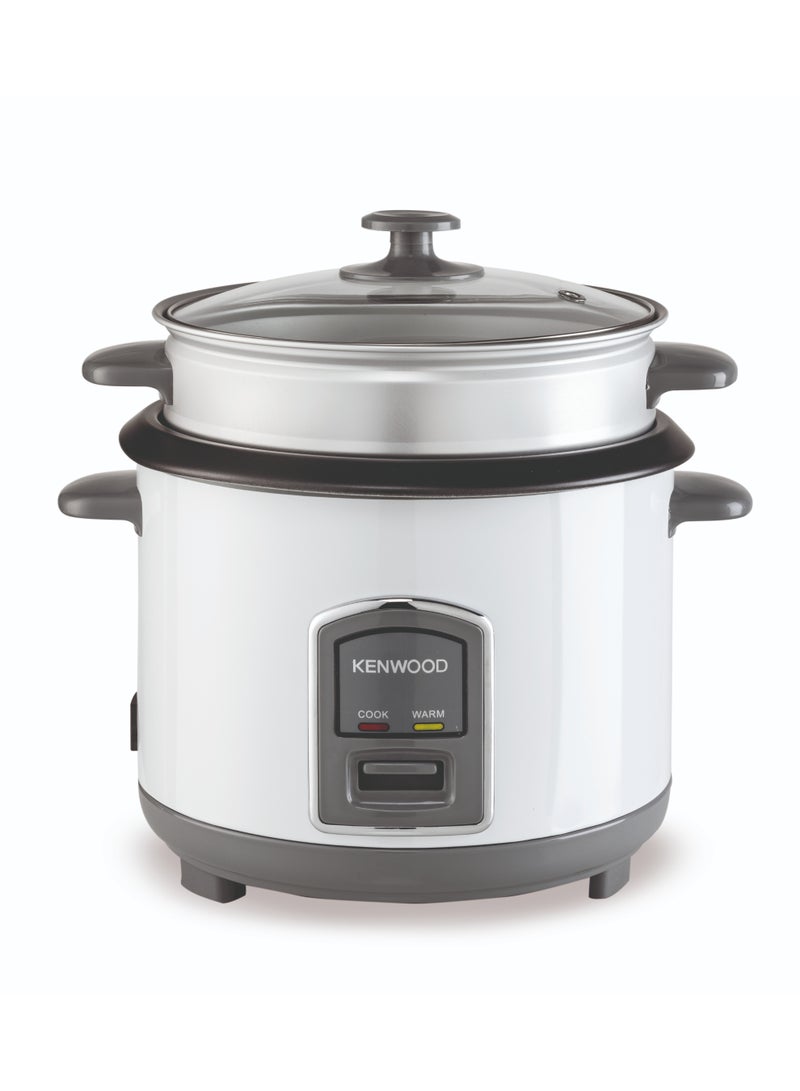 KENWOOD 2-in-1 Rice Cooker 1.8L 10-Cup with Steamer Basket, Non-Stick Pot, Glass Lid, Cook & Warm Indicator Lights, Detachable Power Cord, RCM18.000WH, White 1.8 L 700 W RCM18.000WH white - Image 1