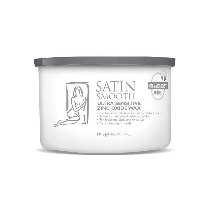 Satin Smooth Ultra Sensitive Zinc Oxide Wax, Hair Removal for Fine to Medium Hair, Safe for Delicate & Sensitive Skin, Waxing Kit, 14 oz, 1-Pack - Image 1