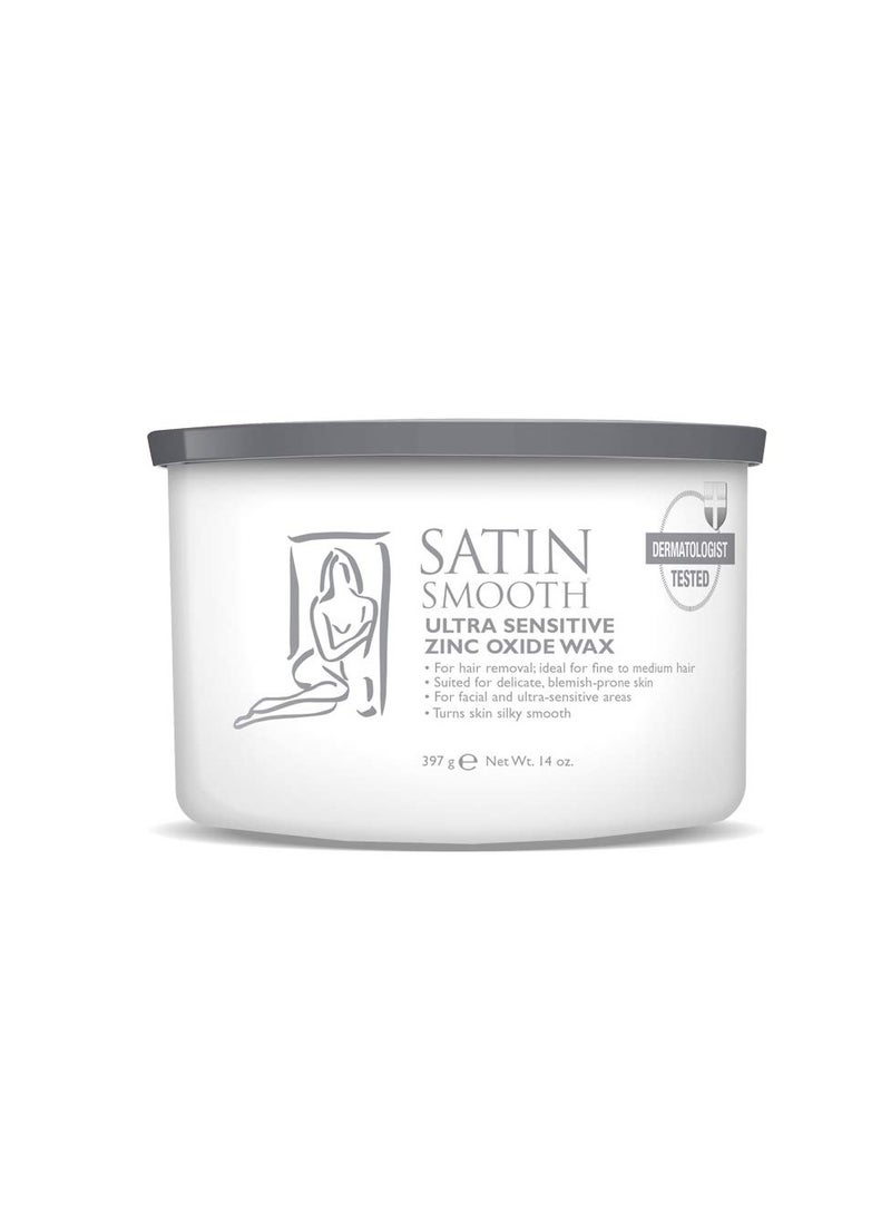 Satin Smooth Satin Smooth Ultra Sensitive Zinc Oxide Wax, Hair Removal for Fine to Medium Hair, Safe for Delicate & Sensitive Skin, Waxing Kit, 14 oz, 1-Pack  - Image 1