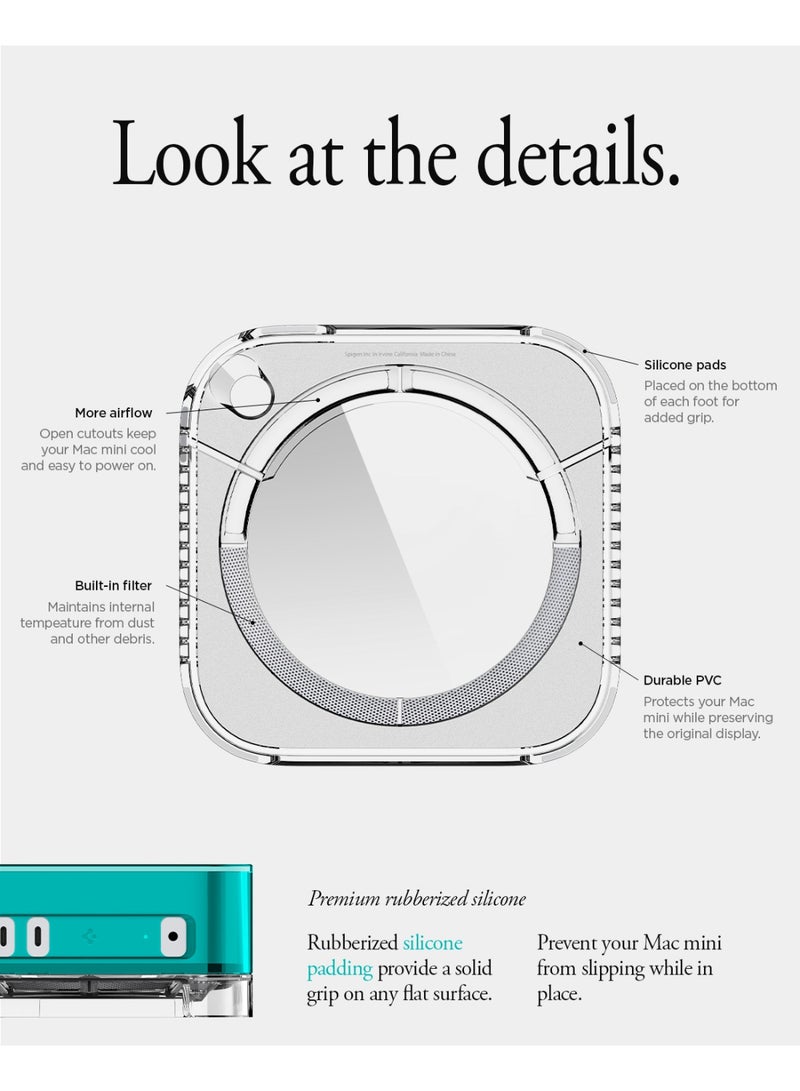 Spigen Mac Mini M4 / M4 Pro (2024) Transparent Filter Case Stand Built in Air-Filter Desktop PVC Dust Prevention Ventilation - Classic C1 Bondi Blue - Image 5