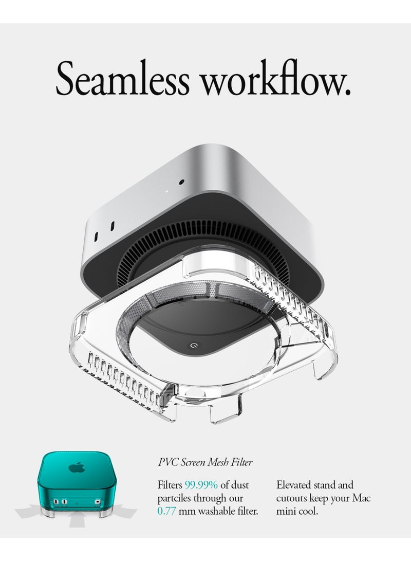 Spigen Mac Mini M4 / M4 Pro (2024) Transparent Filter Case Stand Built in Air-Filter Desktop PVC Dust Prevention Ventilation - Classic C1 Bondi Blue - Image 4