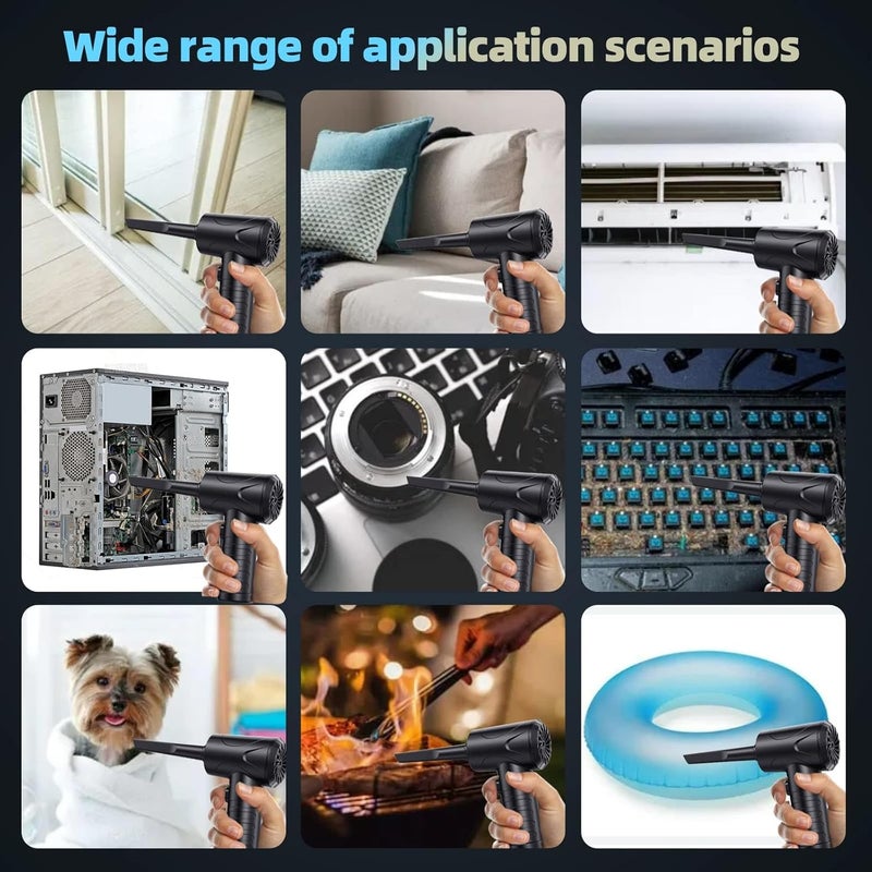 SOLARAE Compressed Air Duster, 3-Gear Adjustable 100,000RPM Air Duster, Handheld 2 in 1 Air Duster & Vacuum Cleaner, Portable Mini Air Duster Kit with LED Light for Car, PC, Keyboard, Carpet - Image 3