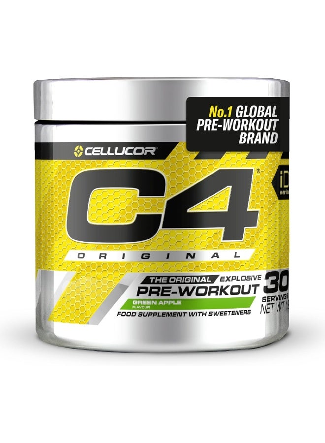 C4 Original Pre Workout Powder Energy Drink For Men & Women - with Creatine, Caffeine, Nitric Oxide Booster, Citrulline & Beta Alanine, Green Apple Flavour -30 Servings (Packaging May Vary)