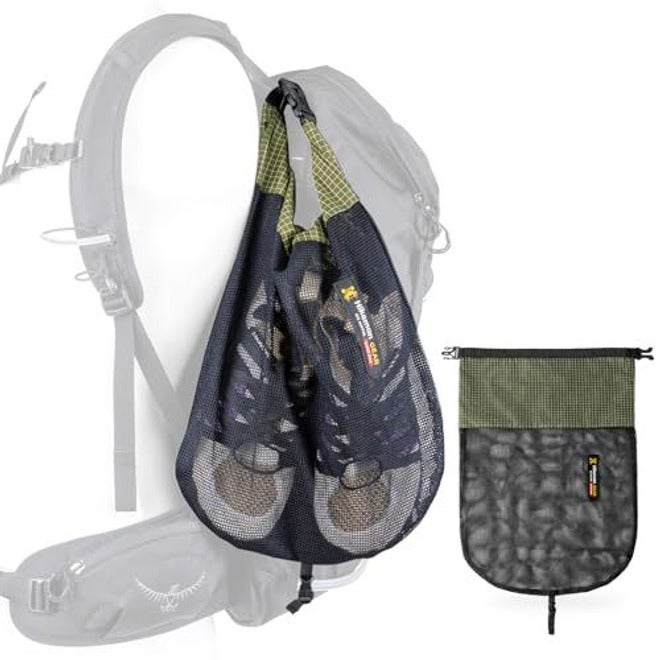 Hiking Mesh Bag, Portable Storage Pouch with Half-Zip Closure - Black - Image 1