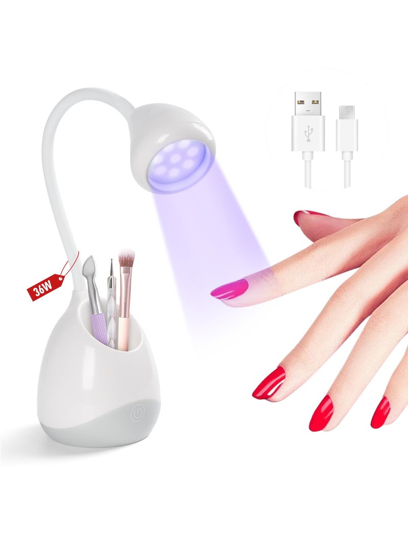 Excefore Rechargeable Nail LED Lamp - 36W Mini UV Light for Gel Nails with Nail Brush Holder, Gel X Nail Lamp and Flash Cure Light, Portable UV Lamp for Resin Curing, Home DIY Nail Salon - Image 1