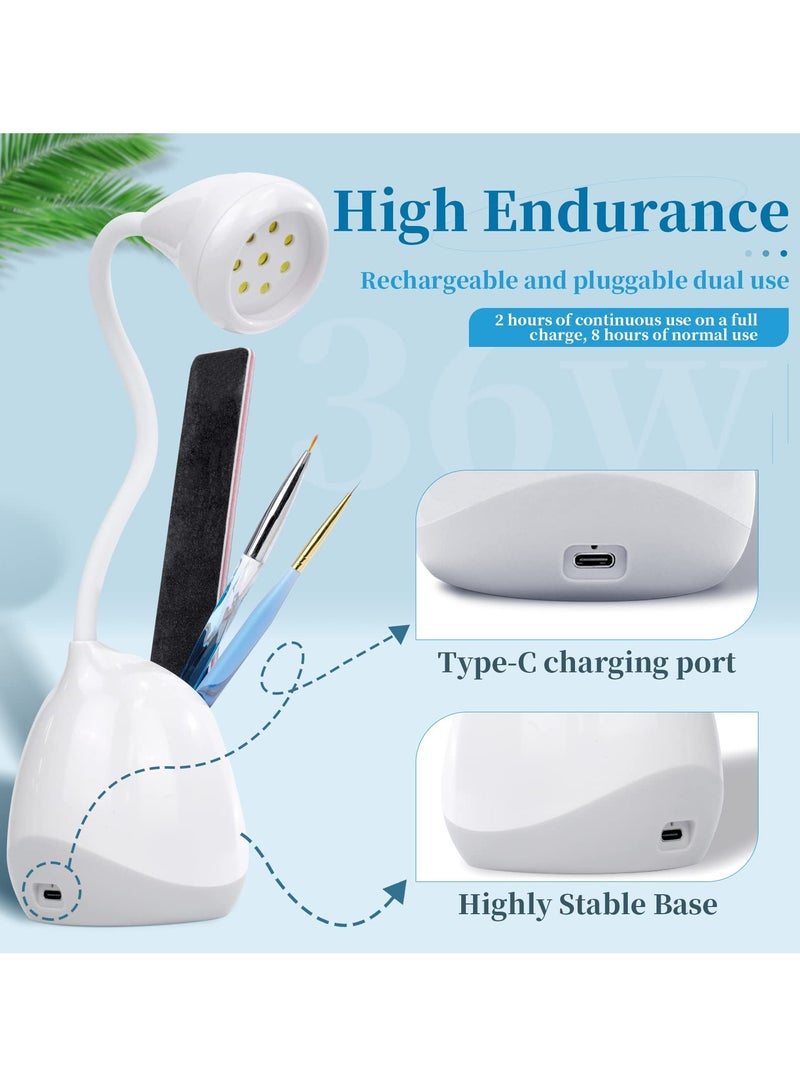 Excefore Rechargeable Nail LED Lamp - 36W Mini UV Light for Gel Nails with Nail Brush Holder, Gel X Nail Lamp and Flash Cure Light, Portable UV Lamp for Resin Curing, Home DIY Nail Salon - Image 4