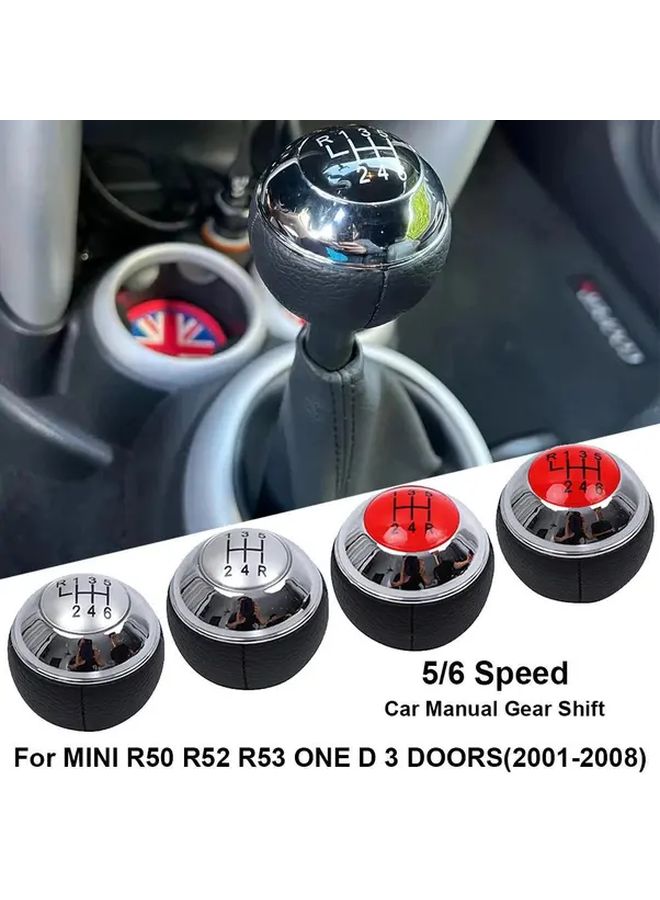 Red 5 Speed Manual Gear Shift Knob Ergonomic Design Faux Leather Metal Car Interior Upgrade - Image 1