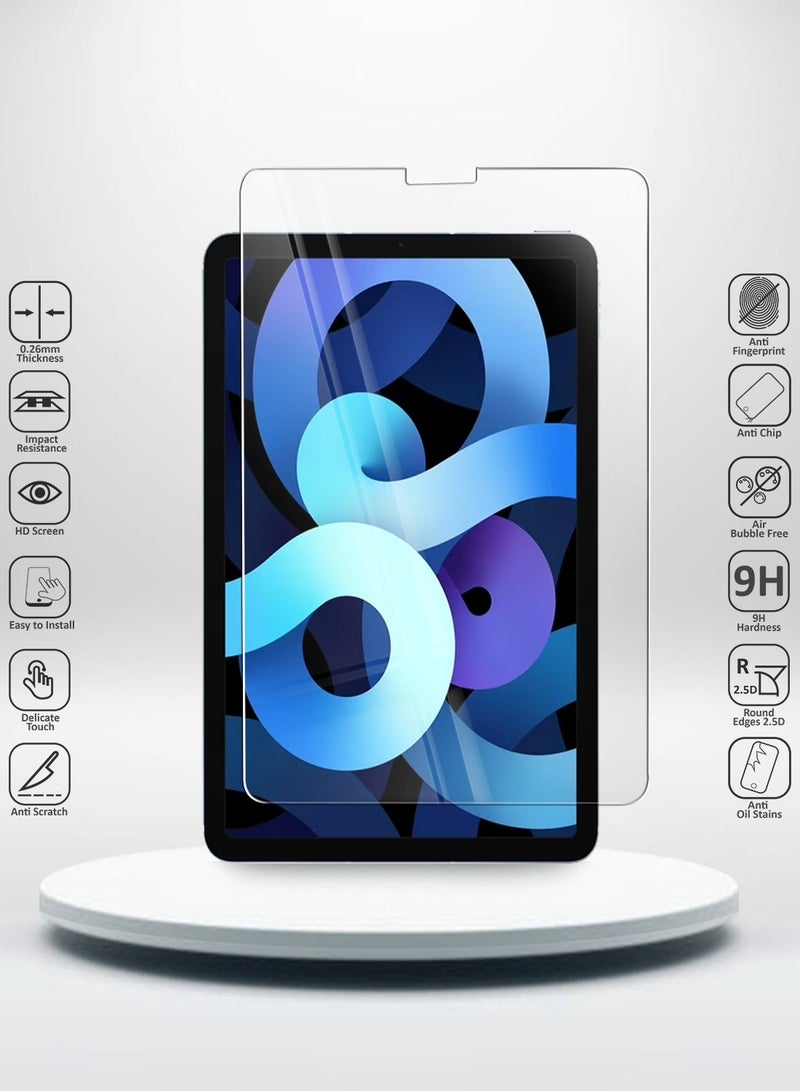OMAKER واقي شاشة زجاجي مقوى عالي الدقة لجهاز Apple iPad Air 4/5 (2020، 2022 الجيل الرابع/الخامس 10.9 بوصة) مضاد للانعكاس ومضاد للفقاعات وصلابة 9H 0.26 مم وحواف مستديرة وسهولة التركيب - Image 2