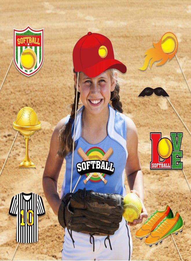 Lide Road 25 Pcs Softball Photo Booth Props for Softball Party Decoration Supplies, Pink and Yellow Sports Theme Selfie Props Photography Backdrop Decorations for Sports Party Supplies - Image 5