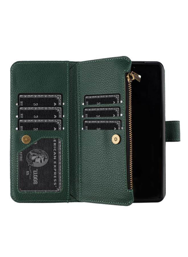 اس-توب جراب لهاتف Samsung Galaxy Z Fold3 من الجلد بسحاب وملمس الليتشي - Image 4