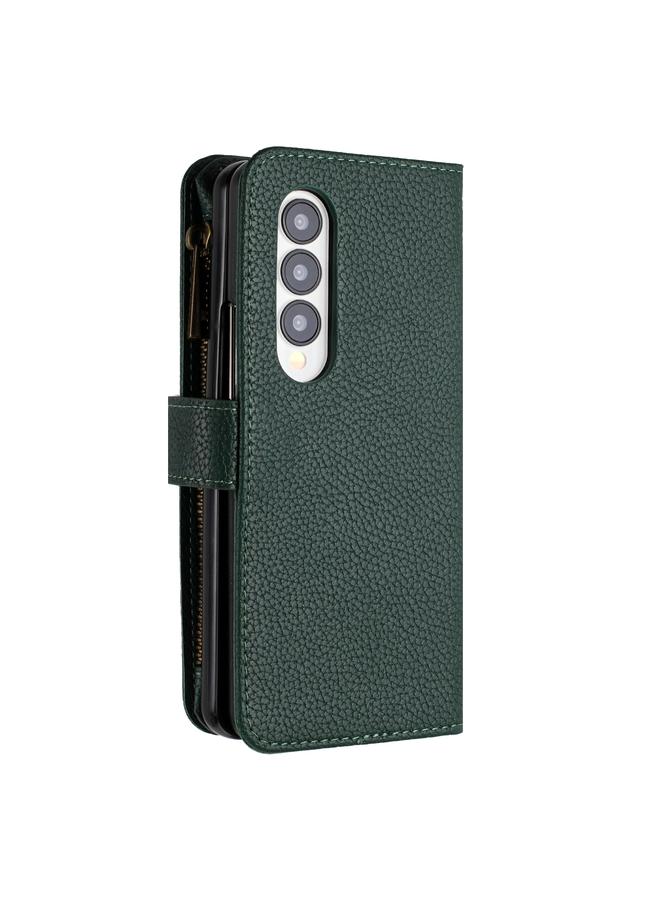 اس-توب جراب لهاتف Samsung Galaxy Z Fold3 من الجلد بسحاب وملمس الليتشي - Image 3